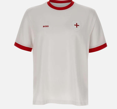 T-shirt in cotone elasticizzato con bandiera 50562134 101 BOSS 