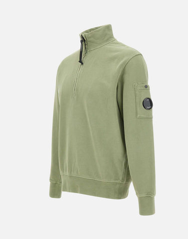 "Brushed and Emerized Diagonal Fleece Half Zip Sweatshirt" 19CMSS142A 006372R612 C.P. COMPANY 