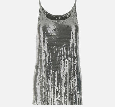 "Silver Mesh Tank Top" 25PITO054MH0004 P040 RABANNE 