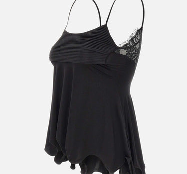 Top in raso con ruches e pizzo BX009 BLACK JACQUES WEI 