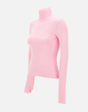 "Interlock Mockneck sweater" 425MPU260FI0001 PINK COURREGES 