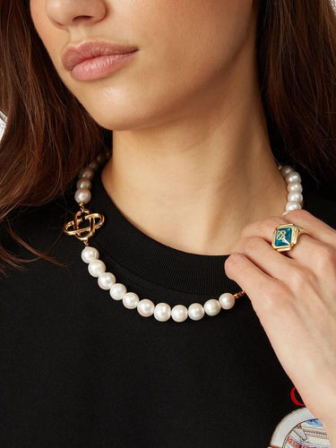 "Medium Pearl Logo Necklace" APF25JW085 01 CASABLANCA 