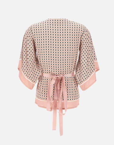 Blusa incrociata con micro stampa 191068 001 KANGRA 