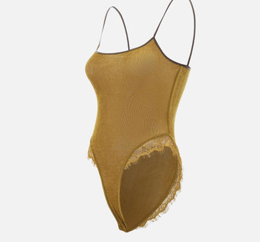 "Olive green velvet lace bodysuit" BX003 OLIVEGREEN JACQUES WEI 
