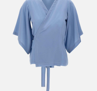 Blusa incrociata in crêpe di seta 191568 516 KANGRA 