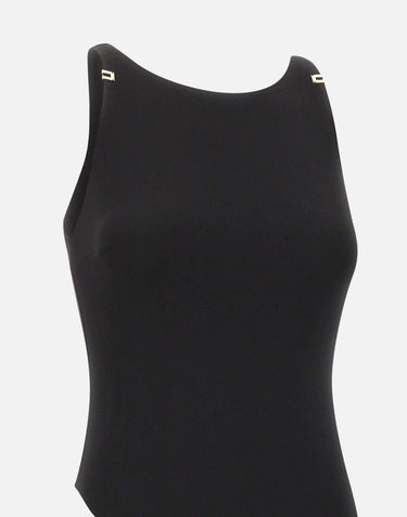 Body in jersey crêpe con dettagli logo BO03462E2 110 ELISABETTA FRANCHI 