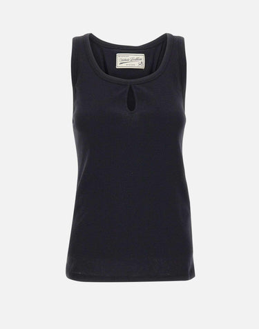 Top in misto cotone e lino 1226JTP007237A BLACK VICTORIA BECKHAM 