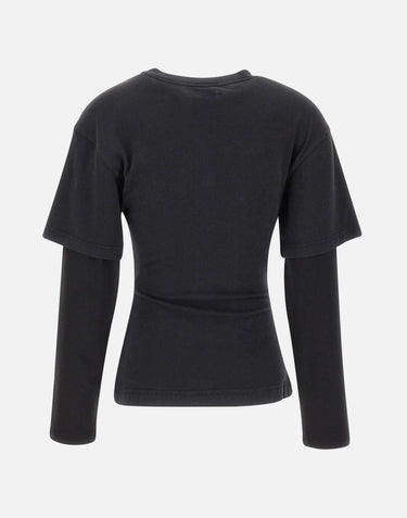 Maglia "Logo Print Double Sleeves" 326JTS275JS0305 STONEWASHEDGRYBLK COURREGES 