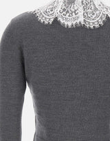 Cardigan con colletto e inserti in pizzo 134CGR GREY SELF-PORTRAIT 