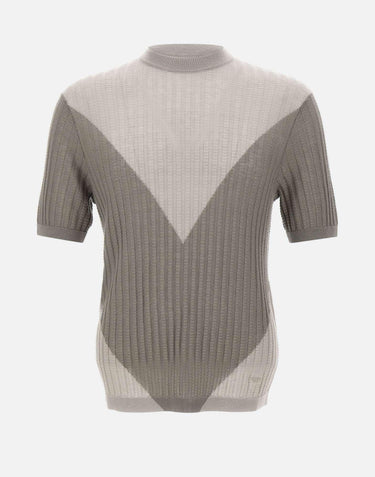 Maglia in misto lana a maniche corte EM004627 AF25250M8120 EMPORIO ARMANI 