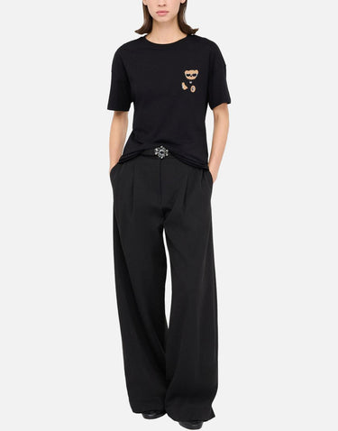 T-shirt con ricamo e strass MF5416JS923 M9957 LIU-JO 