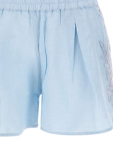 Shorts in lino con ricami W01200781 SKYBLUE MAURIZIO MYKONOS 