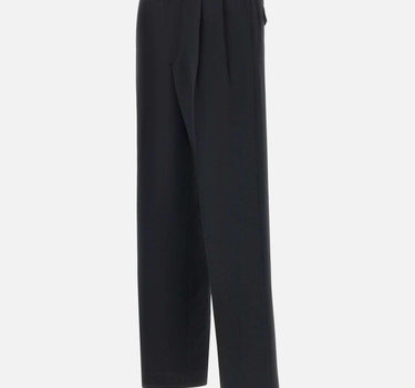 Pantaloni "Wide Pleated Trouser" in lana 41671 BLACK SUNFLOWER 