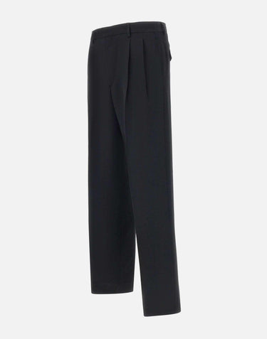 Pantaloni "Wide Pleated Trouser" in lana 41671 BLACK SUNFLOWER 