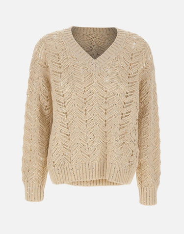 Maglia in filato di cotone con paillettes 2616361032600 002 MAX MARA STUDIO 