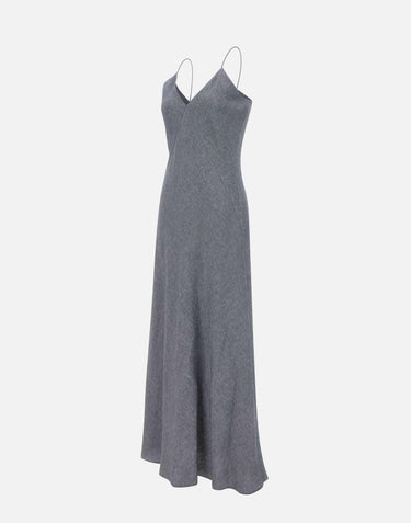 Abito lungo in misto lino con lurex M80ABIK02 TES0M06811 ELEVENTY 