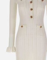 Abito midi in maglia traforata 051MW WHITE SELF-PORTRAIT 