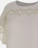 Blusa in lino ricamata W08460781 OFFWHITE MAURIZIO MYKONOS 