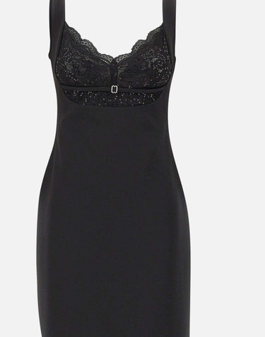 Abito midi con inserti in pizzo RS16470A BLACK NISSA 