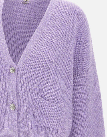 Cardigan con bottoni gioiello MF5054MS041 P9119 LIU-JO 