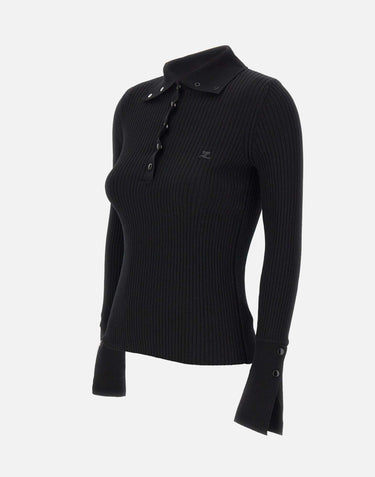 Polo "Classic Rib" 325MPO051FI0001 BLACK COURREGES 