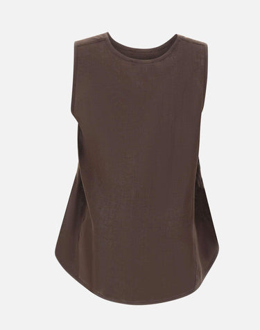 Top in lino con dettagli in pizzo W14040781 CHOCOLATE MAURIZIO MYKONOS 