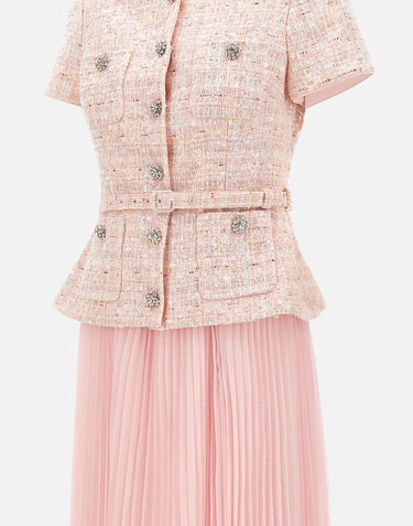 Abito midi su misura in bouclé con paillettes 164MP PINK SELF-PORTRAIT 