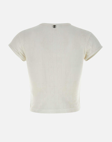 T-shirt in jersey pointelle di cotone 25PJTE003CO0557 P100 RABANNE 