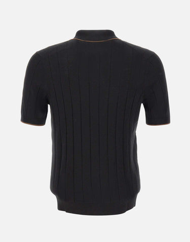 Polo in seta con zip 43128 23510099 GRAN SASSO 