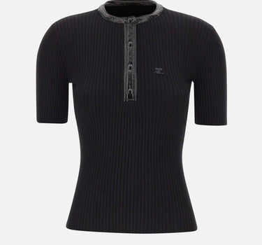 "Vinyl and Knit Polo" 326MT0539FI0001 BLACK COURREGES 