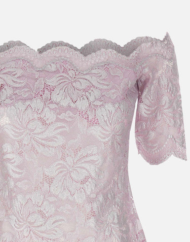 "Top in lace with silver induction" 25EJT0097PA0244 M959 RABANNE 