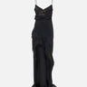 Abito lungo in raso con schiena scoperta RRS16676 BLACK NISSA 