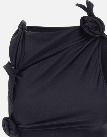 Top asimmetrico con fiore COPT76545 BLK COPERNI 