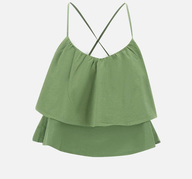 "Tank top volant mixed fabric" T35218 84 SUN68 