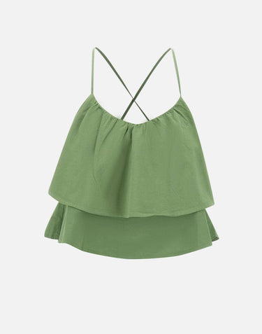 "Tank top volant mixed fabric" T35218 84 SUN68 