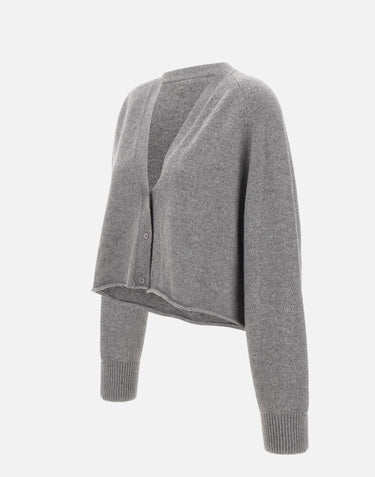 Cardigan cropped in misto lana e cashmere F5LAWOCA369 100 LANEUS 