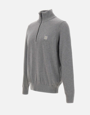 Maglia colletto con zip in cotone e cashmere 50527585 041 BOSS 