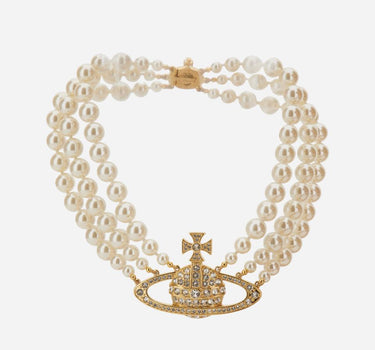 "Three Row Pearl Bas Relief Choker" 63030007 02R117 VIVIENNE WESTWOOD 