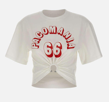 T-shirt perforante in cotone stampato 26PJTE030C00555 P100 RABANNE 