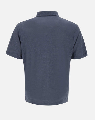 Polo in lino DK87124 BLU DIKTAT 