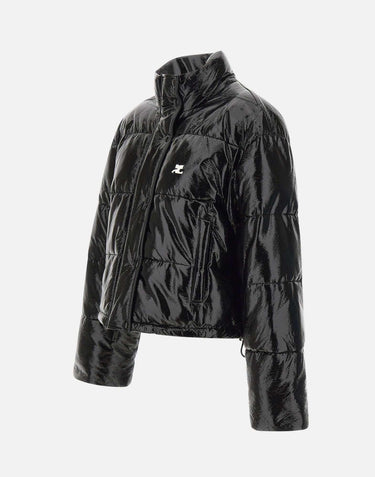 "Cropped Vinyl Puffer Jkt" 323CMA106VY0016 BLACK COURREGES 
