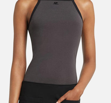 "Contrast Tank Top" 126JDE149JS0203 CARBLACK COURREGES 
