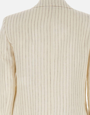 Blazer in lino gessato 2616041012600 001 MAX MARA STUDIO 