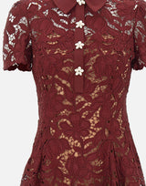 Abito mini in pizzo 111SABU BURGUNDY SELF-PORTRAIT 