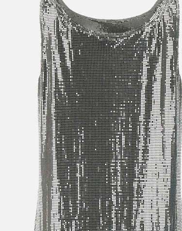 "Silver Mesh Tank Top" 25PITO054MH0004 P040 RABANNE 