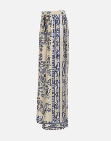 Pantaloni con stampa foulard CA6230TS555 P9652 LIU-JO 
