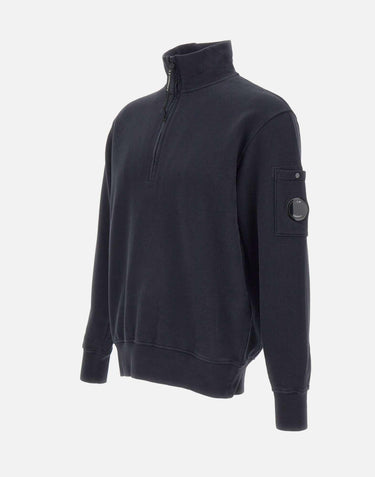 "Brushed and Emerized Diagonal Fleece Half Zip Sweatshirt" 19CMSS142A 006372G888 C.P. COMPANY 