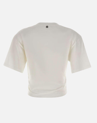 T-shirt perforante in cotone stampato 26PJTE030C00555 P100 RABANNE 