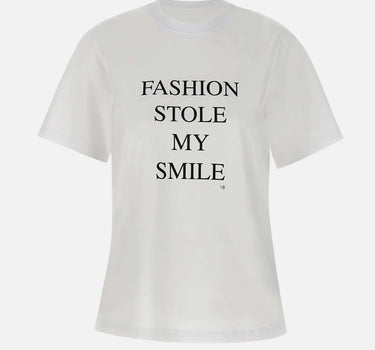 "Fashion Stole My Smile Slogan" 1322JTS004130A WHITE VICTORIA BECKHAM 
