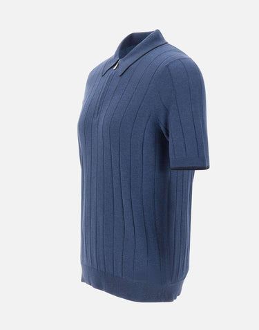 Polo in seta con zip 43128 23510570 GRAN SASSO 
